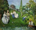 Paare die durch einen Teich Paul Cezanne sich entspannen